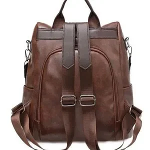 Bags | Luxe Brown Vegan Leather Mini Backpack With Zipper  display picture 2